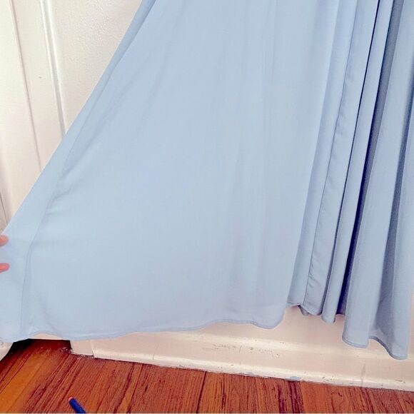 Lulus Air of Romance Halter Maxi Dress Large Light Blue Bridesmaid Romantic - Picture 7 of 13